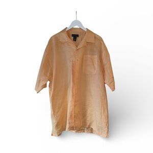 Stacy Adams Peach Linen Blend Button-Up Shirt – Men’s 2XL